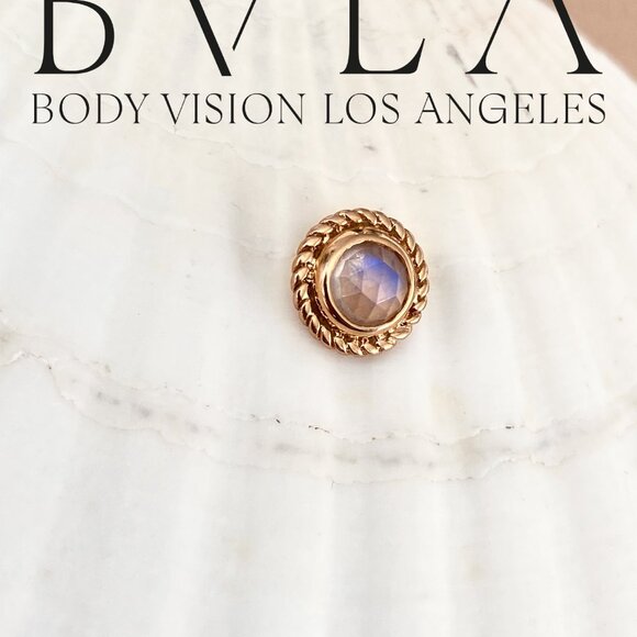 BVLA Raine - Threaded 10.5mm End in Solid 14k Rose Gold Rainbow Moonstone - Picture 2 of 10